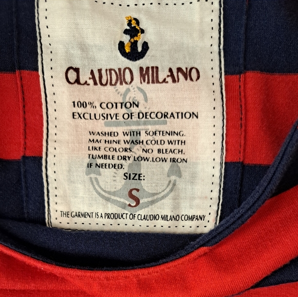 Claudio Milano Red and Navy Stripe Fitted Shirt Rugby Dress - Picture 8 of 13